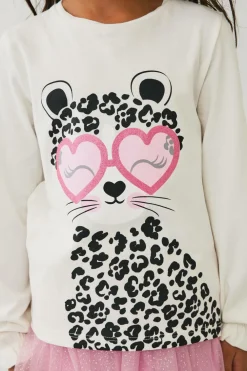 Ellos Collection Langærmet top med tryk offhvid kat Clearance