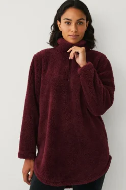 Ellos Loungewear & Homewear>Collection Lang trøje i pile bordeaux
