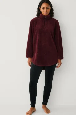 Ellos Loungewear & Homewear>Collection Lang trøje i pile bordeaux
