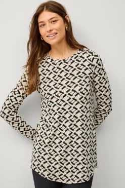 Ellos Collection Langærmet tunika Sortmønstret Discount