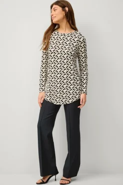 Ellos Collection Langærmet tunika Sortmønstret Discount