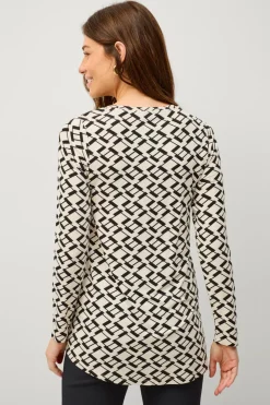 Ellos Collection Langærmet tunika Sortmønstret Discount