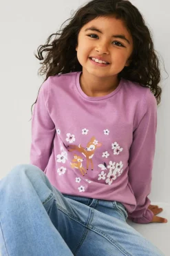 Ellos Kjoler>Collection Langærmet top med tryk lilla rådyr