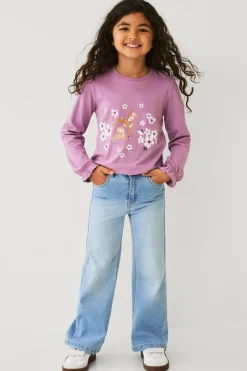 Ellos Kjoler>Collection Langærmet top med tryk lilla rådyr