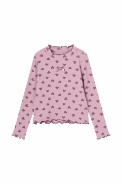 Ellos Collection Langærmet, ribbet top Lilla mønstret Outlet