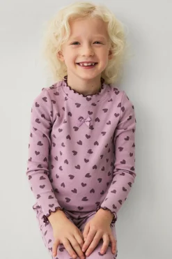 Ellos Collection Langærmet, ribbet top Lilla mønstret Outlet