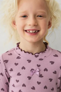 Ellos Collection Langærmet, ribbet top Lilla mønstret Outlet