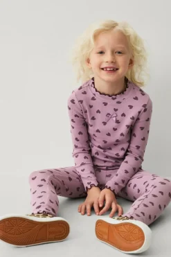 Ellos Collection Langærmet, ribbet top Lilla mønstret Outlet