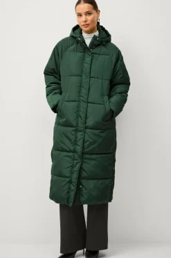 Ellos Collection Langt polstret jakke Mørkegrøn Online