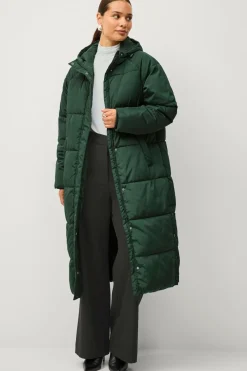 Ellos Collection Langt polstret jakke Mørkegrøn Online