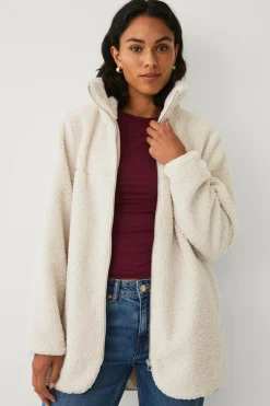 Ellos Collection Lang fleecejakke creme Clearance