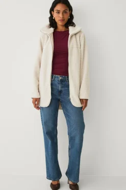 Ellos Collection Lang fleecejakke creme Clearance