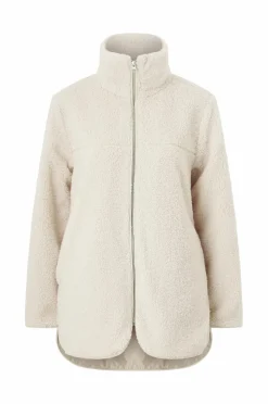 Ellos Collection Lang fleecejakke creme Clearance