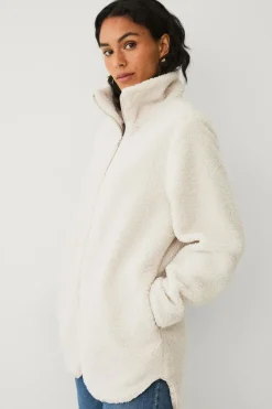 Ellos Collection Lang fleecejakke creme Clearance