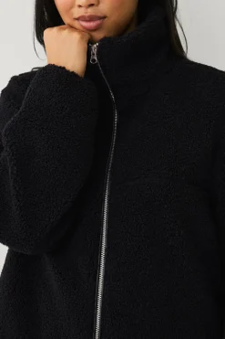 Ellos Collection Lang fleecejakke Sort Hot