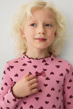 Ellos Collection Langærmet, ribbet top Rosa mønstret Clearance