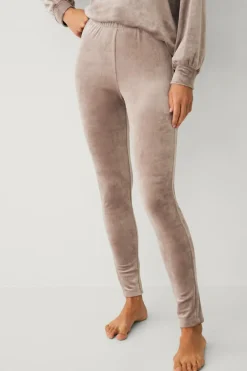 Ellos Collection Leggings i velour Beige