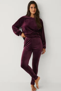 Ellos Collection Leggings i velour Vinrød Outlet