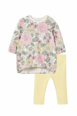 Ellos Kjoler & Tunikaer>Collection Leggings + kjole Camille Rosegult blomstermønster