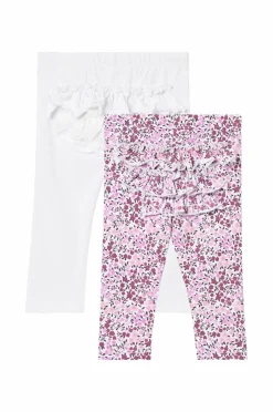 Ellos Bukser, Jeans & Leggings>Collection Leggings Alicia 2-pak Lilla blomstret+hvid