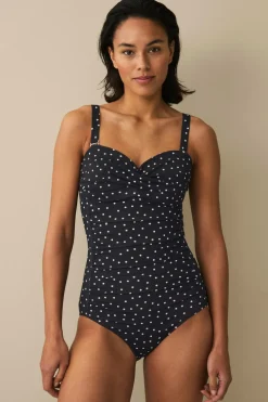 Ellos Badedragter>Collection Majken Badedragt med formende effekt Sort/hvidprikket