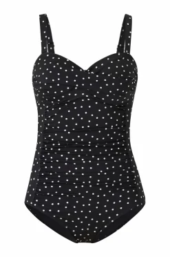 Ellos Badedragter>Collection Majken Badedragt med formende effekt Sort/hvidprikket