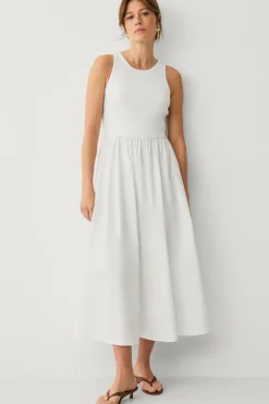 Ellos Collection Maxi kjole med strikket top og vævet nederdel Hvid Best