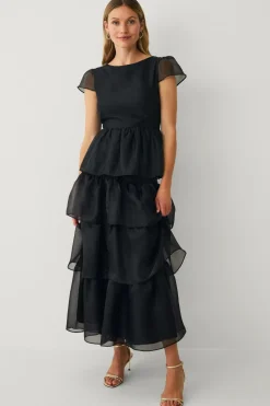 Ellos Collection Maxi nederdel med volanter Sort Outlet