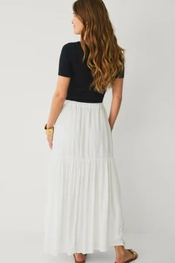 Ellos Collection Maxi nederdel med elastisk talje Hvid Online