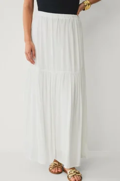 Ellos Collection Maxi nederdel med elastisk talje Hvid Online
