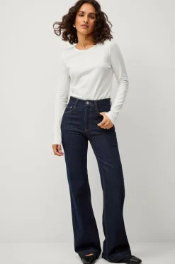 Ellos Jeans>Collection Med svaj jeans Med svaj med høj talje Uvasket Rinse Wash