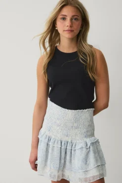 Ellos Nederdele>Collection Mini nederdel med flæser Blå mønstret