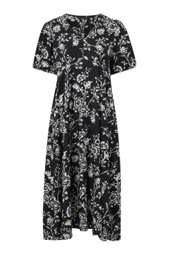 Ellos Kjoler>Collection Mønstret kjole i viskose sort og hvid