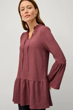 Ellos Tunikaer|Skjorter & Bluser>Collection Mønstervævet tunika Rødlilla