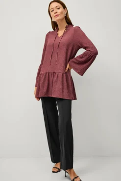 Ellos Tunikaer|Skjorter & Bluser>Collection Mønstervævet tunika Rødlilla