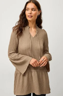 Ellos Collection Mønstervævet tunika Brungrå Outlet