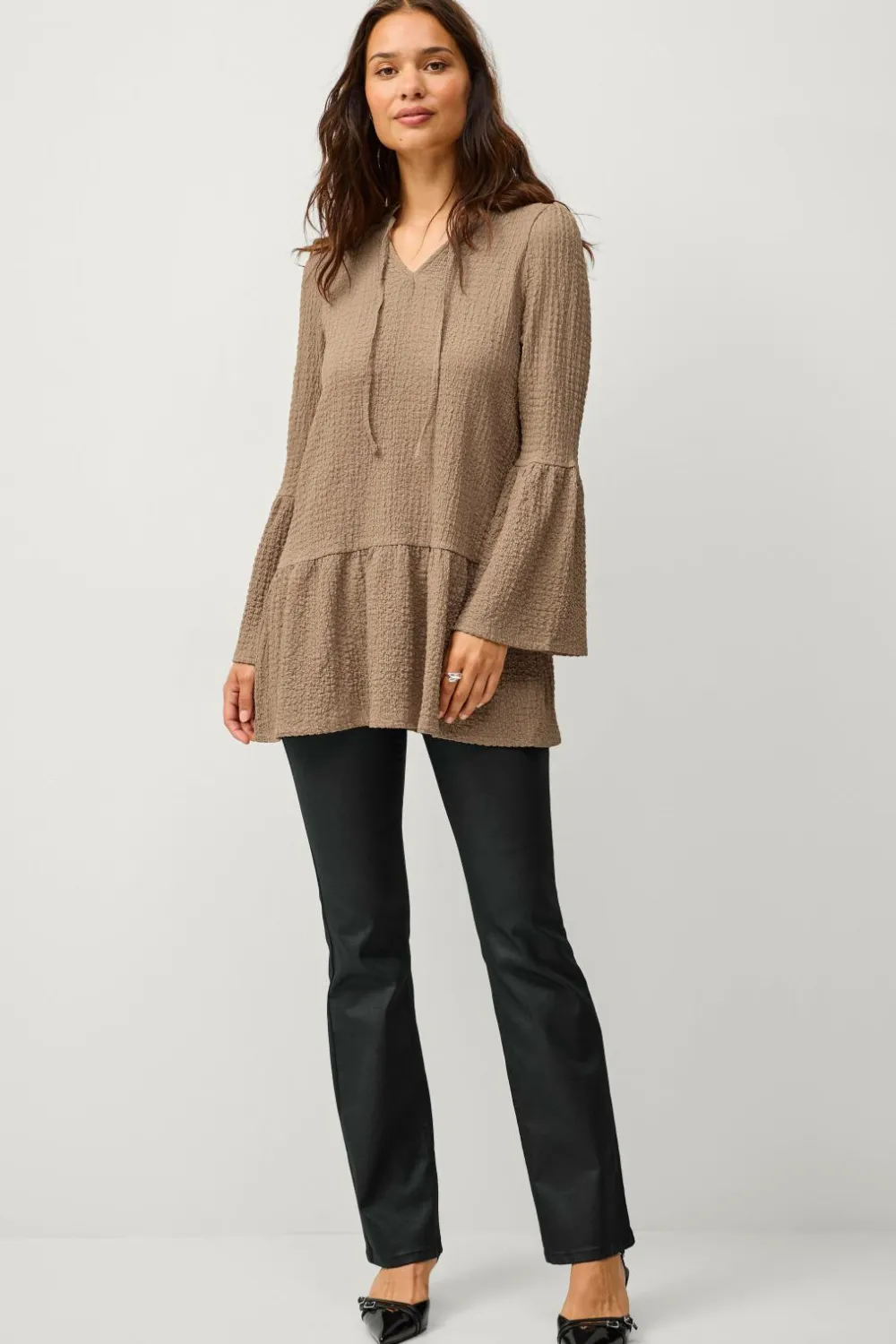 Ellos Collection Mønstervævet tunika Brungrå Outlet