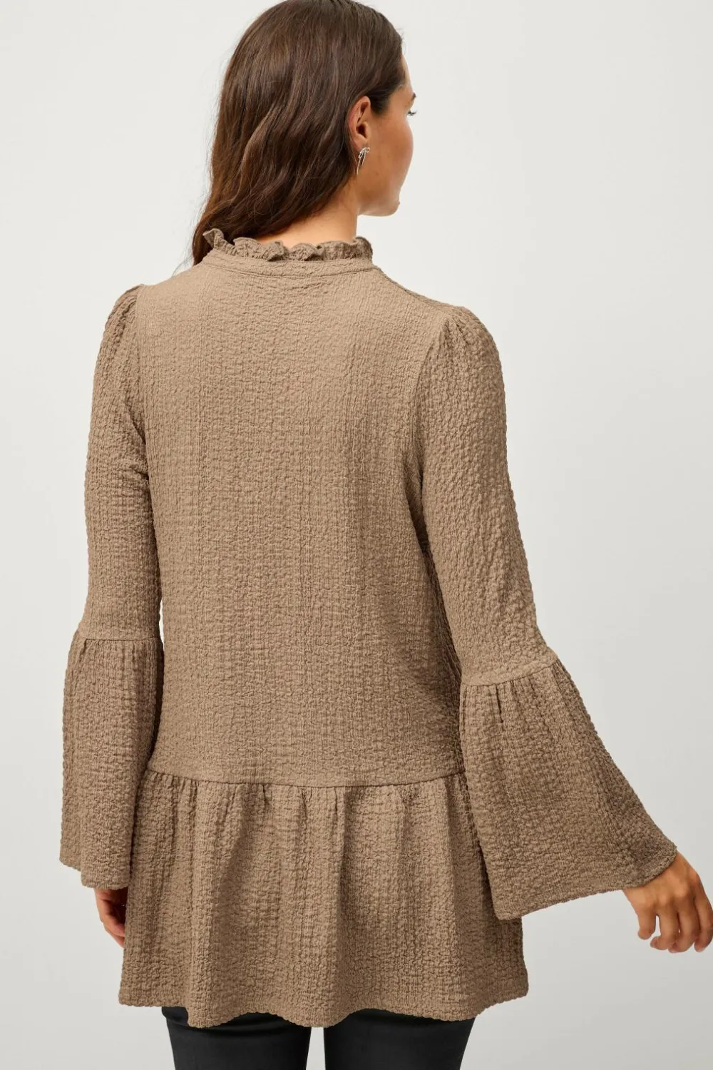 Ellos Collection Mønstervævet tunika Brungrå Outlet