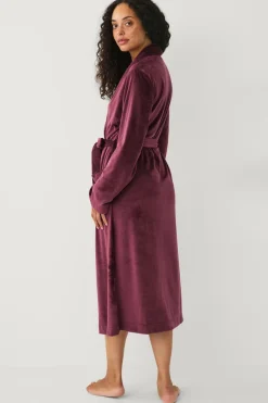Ellos Collection Morgenkåbe i velour burgunder Clearance