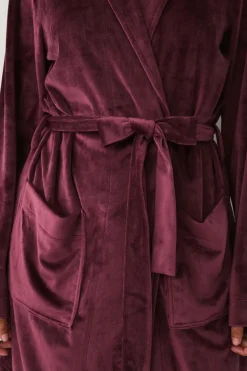 Ellos Collection Morgenkåbe i velour burgunder Clearance