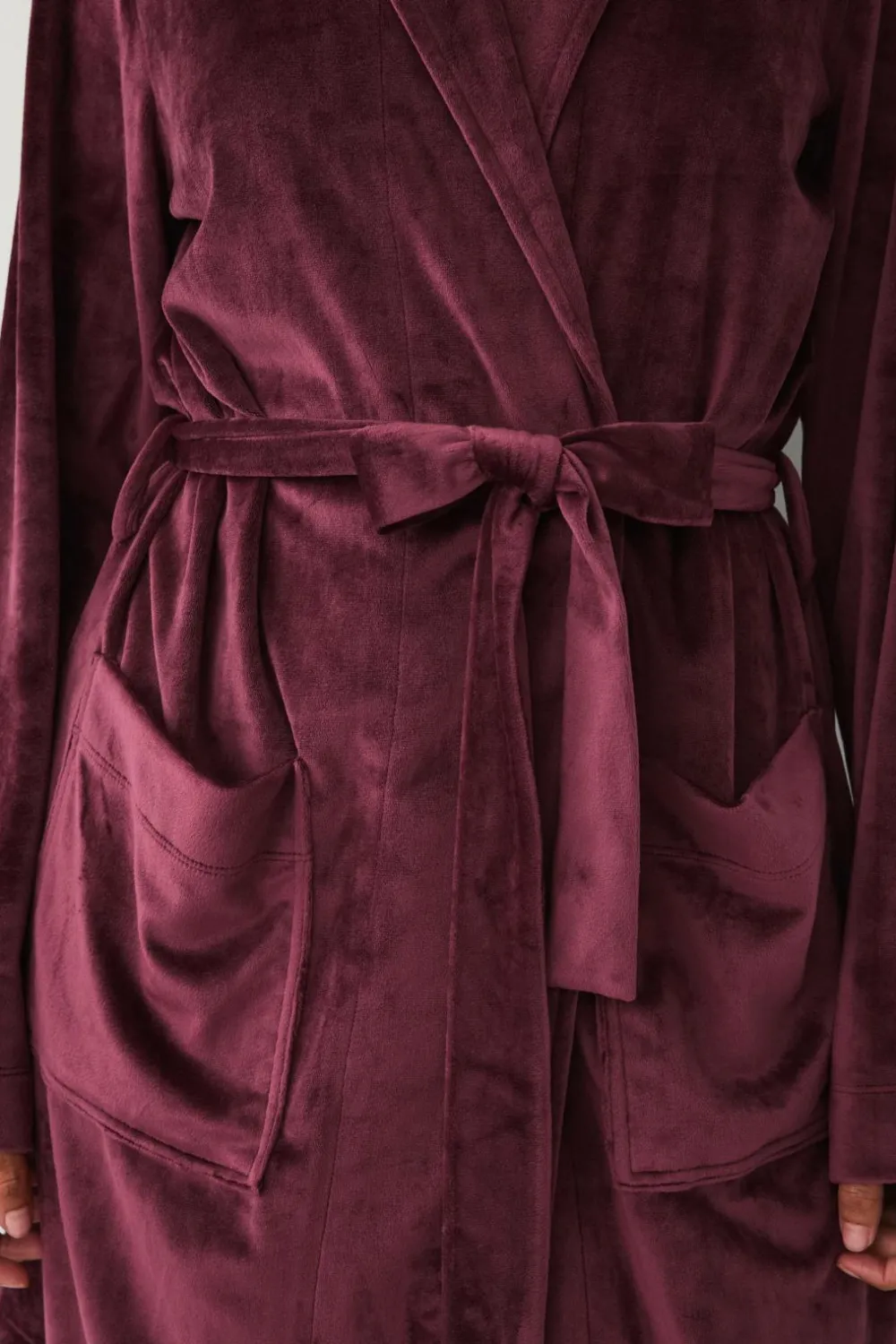 Ellos Collection Morgenkåbe i velour burgunder Clearance