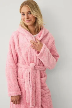 Ellos Collection Morgenkåbe i fleece rosa melange Hot