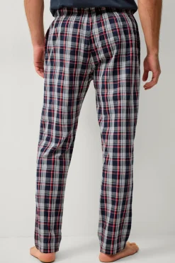 Ellos Collection Natbukser i poplin Blå/gråternet Clearance