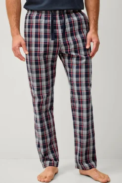 Ellos Collection Natbukser i poplin Blå/gråternet Clearance