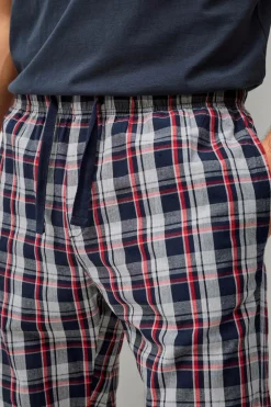 Ellos Collection Natbukser i poplin Blå/gråternet Clearance