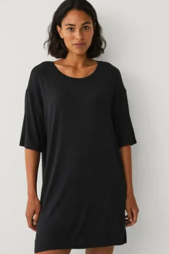 Ellos Collection Natkjole med stort T Sort Discount