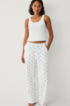 Ellos Nattøj>Collection Natbukser White with blue stripes