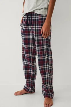 Ellos Collection Natbukser i flonel Blå/Vinrød rutig Online