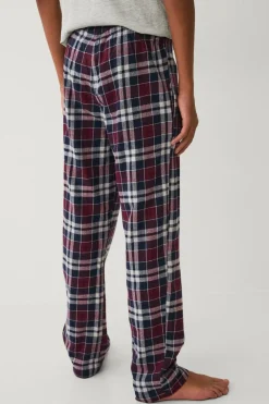 Ellos Collection Natbukser i flonel Blå/Vinrød rutig Online