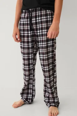 Ellos Collection Natbukser i flonel sort rutig